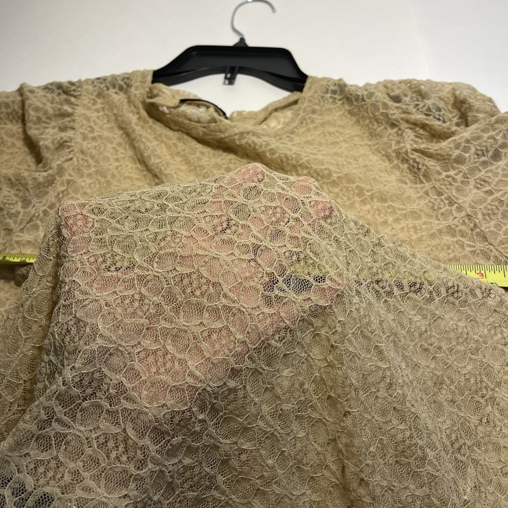 ZARA Women Medium Lace Sheer Blouse Medium Preppy Vacation Concert Festival - Picture 7 of 7